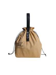 Insulated Lunch Bag, Rectangular Knit Tote For Carrying Food To Work And Outings, Hand Washable,Lunch Bag Canvas Large Solid Color Drawstring Portable Thermal Insulated Picnic Storage Bento Box Bag