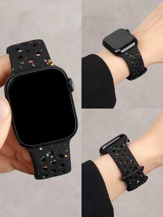 Correa deportiva transpirable para Apple Watch de 38mm, 40mm, 41mm, 42mm, 44mm, 45mm, 46mm, 49mm para mujeres y hombres, de plástico suave de silicona con puntos de colores para la correa del Series 11, 10, 9, 8, 7, 6, 5, 4, 3, 2, 1 y SE Ultra