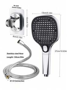 1 套方形和圆形淋浴喷头，3 套淋浴喷头，带软管和免钻孔支架