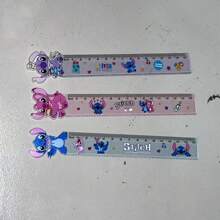 bandai 1 pezzo Righello rotante a punto, righello acrilico colorato da 15 cm, strumento di misurazione per studenti, articolo di cancelleria per l'apprendimento (2 pezzi di colore casuale) (Stile rotante casuale)