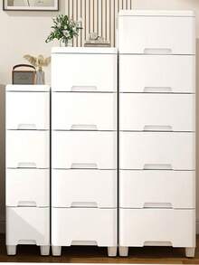 Bedroom/Living Room Minimalist Bedside Drawer Cabinet, Storage Rack With Wheels, Multifunctional File Cabinet, No Pull Handle Design - Multicolor - View 3