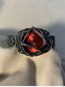 1 件 Y2K 复古蜘蛛网外星人小众高端复古防水男士石英手表 - 黑色 - 查看 13