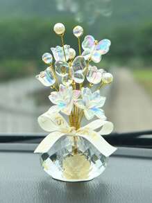 1pc Crystal Base Tulip Desk Decor, High-End Handmade Home Ornament, Healing Office Decoration