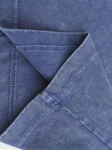 230g Washed, Broken Puzzle Turned Into Masterpiece Printed Double-Sided Men's Summer T-Shirt, High-Quality Wax Printed Cotton All Season Casual Wear, Suitable For Street And Outdoor Activities, Holiday Gifts - 寶藍色 - 查看 2