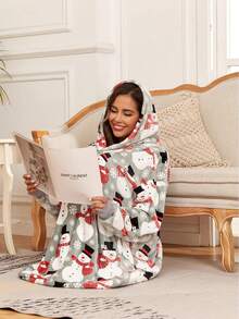 2 chiếc/1 chiếc chăn trùm đầu mặc được cho người lớn, bộ đồ ngủ mặc được cỡ lớn có túi lớn, chăn trùm đầu mặc được dày ấm, áo nỉ mềm mại có mũ trùm đầu phổ biến một kích cỡ vừa vặn, món quà tuyệt vời cho bạn bè, gia đình vào dịp Giáng sinh, năm mới - nhiều màu - Xem 6