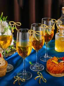Elegant Bow Wine Glass Decor, Easily Create Romantic, Elegant And Dreamy Scenes, Brighten Your Dining Table And Parties, Convey Love And Warmth, Suitable For Various Celebration Occasions, Recommended For Holiday Decorations. Bow Wine Glass Decor Is Applicable For Weddings, Birthdays, Mother's Day, Easter, Graduation Parties, All Kinds Of Celebrations, Halloween And Christmas Party Supplies. - Multicolor - View 4