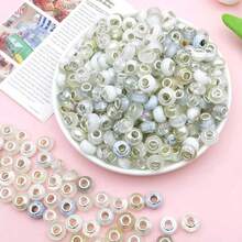 50 hạt cườm lỗ lớn màu trắng, hạt thủ công châu Âu và Mỹ dùng để làm đồ trang sức tự làm, vòng cổ, vòng tay, phụ kiện trang sức, đồ thủ công mỹ nghệ tự làm, móc khóa, dây đeo điện thoại - Hạt lỗ lớn màu trắng - Xem 5