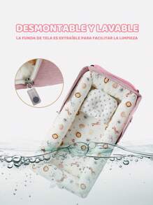 Camita De Algodón Portátil Plegable Con Nido Cuna Para Bebés, Cama Con Almohada Y Bolsa De Almacenamiento, Suave Y Cómoda, Adecuada Para Bebés De 0 a 24 Meses - Rosa - Ver 8