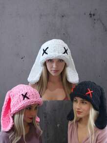 1 件女式多色超大兔耳帽，温暖厚针织帽，可爱百搭，适合日常、休闲、派对场合滑雪面具情人节 - 口罩款 - 查看 13