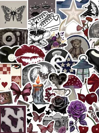 50pcs Pinterest Downtown Y2K Stickers - Reusable Self-Adhesive Vinyl Decals With Funny Phrases, Matte Finish For DIY Phone, Notebook, Laptop & Case Decoration Supplies