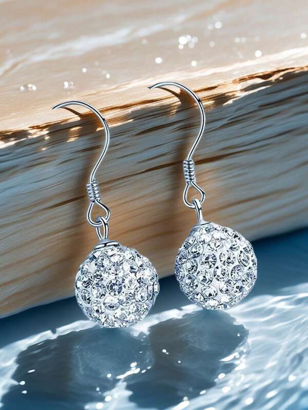 Boucles d'oreilles Shamballa longues et brillantes en série classique éternelle en argent sterling S925, mode polyvalente, cadeau idéal pour la famille, les amis, les couples