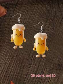 1 Pair Cute & Charming Coffee Cup Heart Shaped Earrings, Acrylic Material With Stainless Steel Hooks, Suitable For Women, Ideal For Valentine's Day, Mother's Day, Halloween, Christmas Gifts, Suitable For Daily Wear And Gift-Giving, All Season Accessory