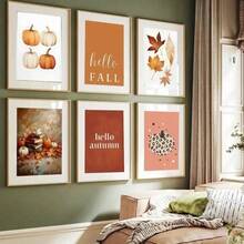 1PC Fall Autumn Maple Leaf Bird Pumpkin Chrysanthemum Posters Prints Canvas Painting Nordic Wall Art Pictures For Living Room Frameless Home Decor