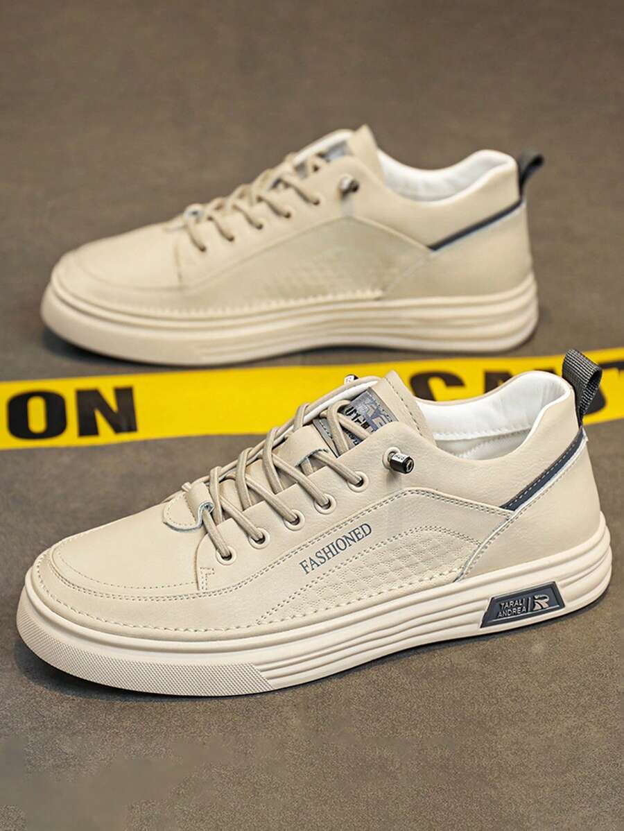 男士百搭休闲运动鞋，简约一脚蹬鞋，防滑，适合所有季节 2000 年代风格 - 米色 - 查看 1