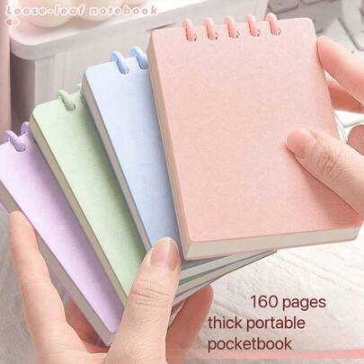4/2/1 件装迷你 A7 活页笔记本，可爱便携便签本，亮丽马卡龙色，口袋大小，英文活页记事本，学习用品，返校季