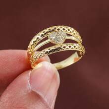 1pc Multi-Line Heart Design Cubic Zirconia Inlaid Women's Ring