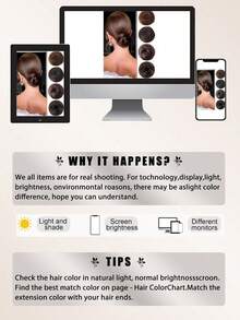 优雅女士发髻,接发 - 10 厘米(4 英寸)可延伸合成发,带夹子,耐热纤维,适合所有发质,可调节设计,适合所有女性日常穿着和派对发饰 - 彩色 - 查看 9