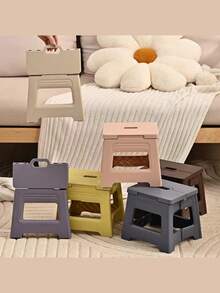 Folding Stool, Foldable Ultra-Light Sturdy Adjustable Plastic Footstool With Non-Slip Texture, Suitable For Home, Kitchen, Bathroom, Bedroom, Portable Outdoor Travel Fishing Chair, Non-Slip Multi-Functional Small Stool, Easy To Store - Multiple Colors Available. - Multicolor - View 2