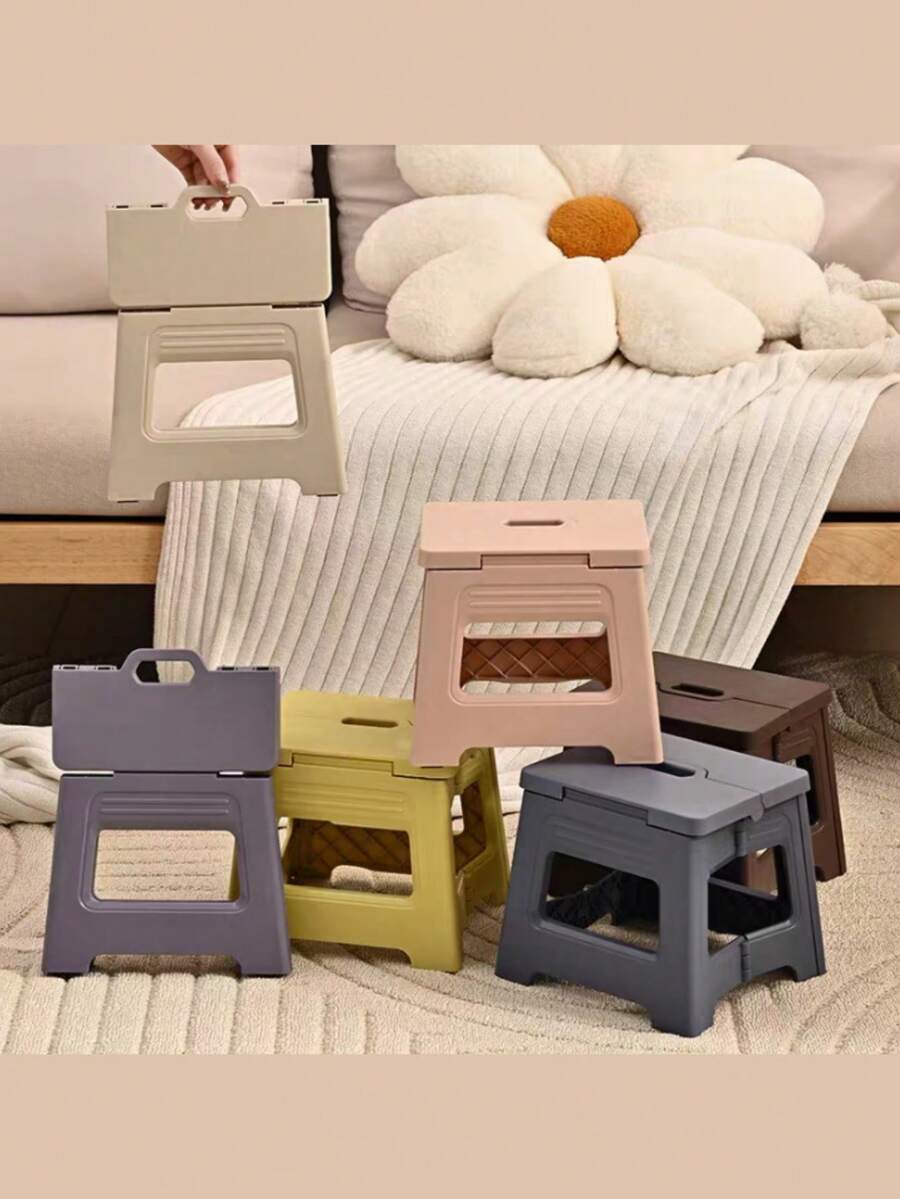 Folding Stool, Foldable Ultra-Light Sturdy Adjustable Plastic Footstool With Non-Slip Texture, Suitable For Home, Kitchen, Bathroom, Bedroom, Portable Outdoor Travel Fishing Chair, Non-Slip Multi-Functional Small Stool, Easy To Store - Multiple Colors Available.