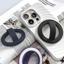 1pc Silicone Creative Magnetic Phone Holder, Magnetic Ring Grip Stand, Anti-Drop Anti-Slip Strong Magnetic Detachable Reusable 360° Rotation Phone Grip Stand, Hands-Free For Desk Viewing Compatible With IPhone, Android Phone, Gift For Birthday, Family, Friends Phone Ring Holder - Multicolor - View 9