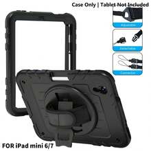 1 个库存保护套兼容 iPad 第 10/9/8/7/6/5/4 代 8.3'' 10.9/11''/ 9.7''、iPad 11(A16 2025) iPad (A16) 11 英寸第 11 代 2025 Galaxy Tab A8 10.5 英寸 2022 带 PET 薄膜 iPad Pro/Air6/Air7 11 2018/2020/2021/2022/2024/2025 防震保护套带铅笔架 [360° 旋转手带] 和支架 - 黑色(附黑色肩帶) - 查看 30