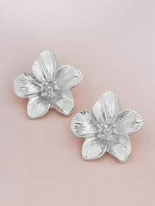 1 par de pendientes de flor de textura con diseño elegante, accesorios apropiados para el uso diario y reuniones