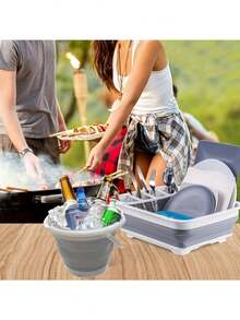 1 件可折叠碗、盘子和餐具沥水架，适用于厨房、房车、露营车和旅行拖车，便携式节省空间的碗架 - 彩色 - 查看 2