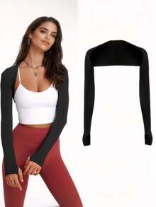 1 件女士凉爽披肩袖套带指孔，舒适透气，防紫外线，女士防晒凉爽披肩 - 彩色 - 查看 7