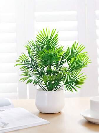 1 pieza Planta sintética verde de 11-19 pulgadas (altura) en maceta - Para el hogar, sala de estar, jardín exterior, patio - Para festivales, fiestas, decoración de escritorio