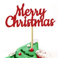 12/24 件圣诞快乐纸杯蛋糕装饰绿红金闪粉圣诞纸杯蛋糕装饰圣诞主题新年快乐派对蛋糕装饰品