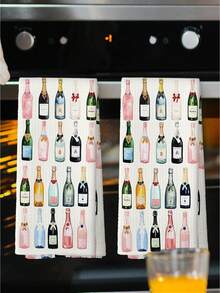 2 Pcs Champagne Lover Kitchen Towels,  16x24 Inch, Champagne Accessories Home Bar Bathroom Decor, Champagne Gifts For Women, Cocktail Gift Bachelorettes Decorative Tea Dish Towels - Color01 - View 2
