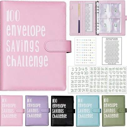 KKC 2025 New Model 100 Envelopes Money Saving Challenge With Cute Stickers, A5 Money Saving Binder With Cash Envelopes, Budget Binder Savings Challenge Book For 100 Day To Save $5,050 For Budgeting Planner.