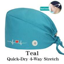 1 buah Topi Kerja Dokter Gigi Bordir, Unisex, Cocok untuk Panti Jompo, Salon Kecantikan, Topi Elastis yang Dapat Dicuci dengan Kancing, Sepanjang Musim - MultiWarna - View 15