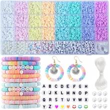 1pc Clay Bead Polymer Bracelet Making Kit, Contrast Color Solid Rainbow Soft Clay, Suitable For Teenage Girls DIY Friendship Beaded Jewelry Crafts, Gift Summer, School