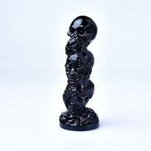 CUPIDCRYSTAL 3.14" Labradorite Crystal Skull Figurine - Perfect For Home Decor & Halloween Gifts, Natural Stone With Unique Veins And Cracks