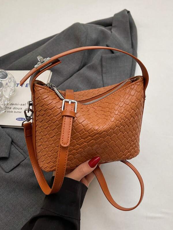 Bolso de mano con textura tejida, minimalista y de moda para salidas diarias, bolso de hombro y bandolera para mujeres