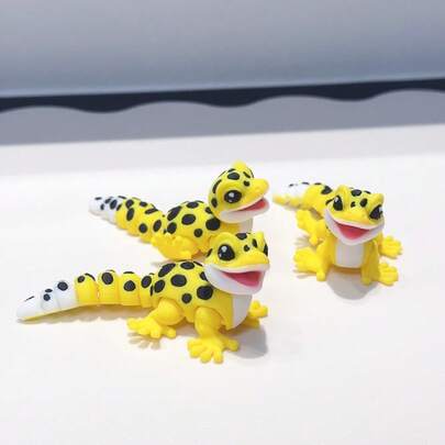 3D Printed Cute Gecko Model Plastic Figurine Desktop Decor Sculpture Ornament, Holiday Gift