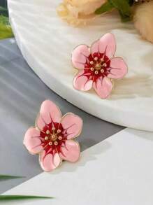 1 paire de boucles d'oreilles pendantes en résine florale élégante pour femmes, mode européenne et américaine personnalisée, émail coloré, convient pour un port quotidien, cadeau de mariage