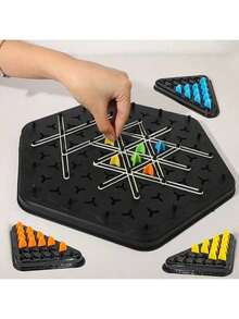 1pc Funny Chain Triangular Chess Board Game, Family Leisure Party Multiplayer Competition Entertainment, Used For Logic Thinking Practice, Birthday, Christmas Gift [Accessories, Packaging Color And Text Random] - Black - View 1