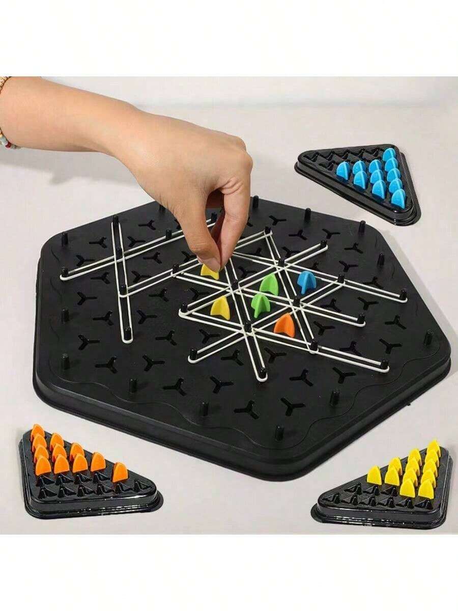 1pc Funny Chain Triangular Chess Board Game, Family Leisure Party Multiplayer Competition Entertainment, Used For Logic Thinking Practice, Birthday, Christmas Gift [Accessories, Packaging Color And Text Random] - Black - View 1