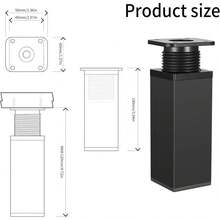 4个可调节橱柜腿，0-20毫米高度可调桌腿，铝合金厨房沙发家具可调节腿 - 黑色 - 查看 11