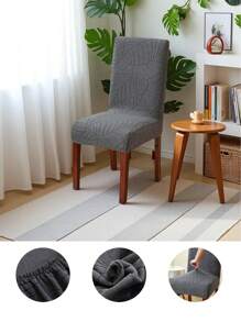 1/2/4pcs Stretch Dining Room Chair Covers Solid Color Jacquard Universal Chair Slipcovers Non-Slip Home Kitchen Seat Cover For Wedding Banquet Party