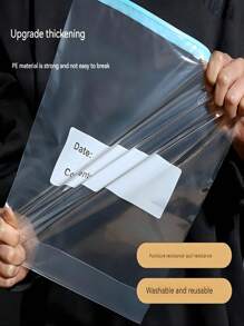 45个可重复密封的食品储存袋(包含10个大袋+15个中袋+20个小袋)加厚冷冻袋适用于微波炉加热蓝色用于持久保存和整理食物透明PE袋拉链袋适用于厨房食物分类收集零食储存 - 彩色 - 查看 10