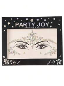 1pc Face, Neck & Eye Jewel Stickers, 3D Crystal Rhinestone Temporary Tattoo Jewelry For Face, Neck & Body, Suitable For Holiday, Party, Stage Performance Makeup - Multicolor - View 2