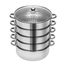 HOHOBLA Steamer, 26cm/10.23in 5-Tier Stainless Steel Steam Cooker With Glass Lid And Handle Stackable Multipurpose Steam Pot Set For Home Restaurant All Hobs (1 X Bottom Pot 4 X Steaming Grids) - Silver - View 11