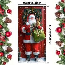 1pc Christmas Party Banner, Made Of Polyester Material, With A Background Picture Of Santa Claus, Suitable For Holiday Decoration, Indoor And Outdoor Decoration, Christmas Party Decoration, Party Decoration, And Front Door Decoration