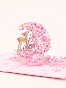 Opjoys 1 张樱花贺卡，浪漫生日贺卡，适合生日、婚礼礼物（包括 1 个信封 + 1 张手写卡片 + 1 张 3D 贺卡），圣诞节