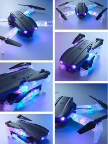 E88D, Remote Control Lighting, Drone, High-Definition Dual Camera, Aerial Photography, Quadcopter, Folding, Model Airplane - Multicolor - View 4