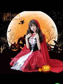 1 件小红帽披肩 - 亮红色涤纶派对披肩，35.43 英寸 - 非常适合万圣节、圣诞节、复活节、情人节等。多功能节日角色扮演披肩，万圣节女巫连帽披肩 - 彩色 - 查看 6