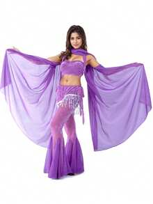 Khăn choàng nhiều màu sắc cho vũ điệu bụng của phụ nữ dành cho trang phục Halloween Raves bằng vải voan - Nhiều màu - Xem 30